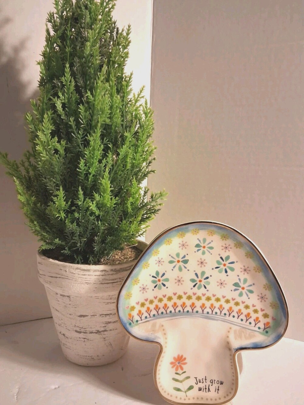 Natural Life Trinket Dish/Spoon Rest;Ceramic Art Pottery Handpainted;Cute Quote